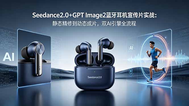 Seedance2.0+GPT Image2蓝牙耳机宣传片实战：静态精修到动态成片，双AI引擎全流程-weichuangqy