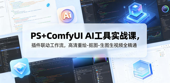 PS+ComfyUI AI工具实战课，插件联动工作流，高清重绘-抠图-生图生视频全精通-weichuangqy