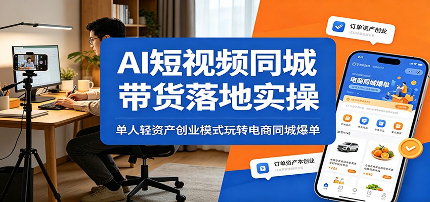 AI短视频同城带货落地实操：单人轻资产创业模式玩转电商同城爆单-weichuangqy