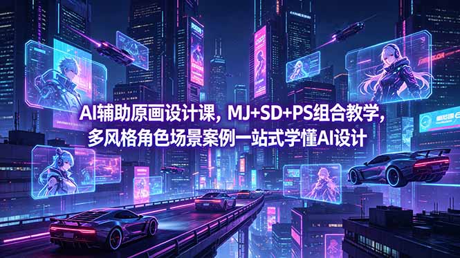 AI辅助原画设计课，MJ+SD+PS组合教学，多风格角色场景案例一站式学懂AI设计-weichuangqy