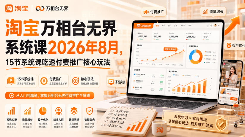 淘宝万相台无界系统课2026年8月，15节系统课吃透付费推广核心玩法-weichuangqy