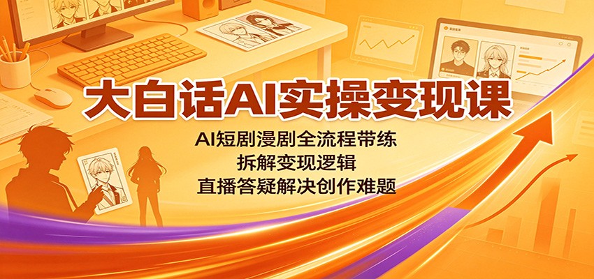 大白话AI实操变现课：AI短剧漫剧全流程带练，拆解变现逻辑，直播答疑解决创作难题-weichuangqy