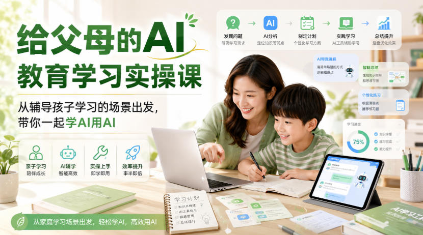 给父母的AI教育学习实操课，从辅导孩子学习的场景出发，带你一起学AI用AI-weichuangqy