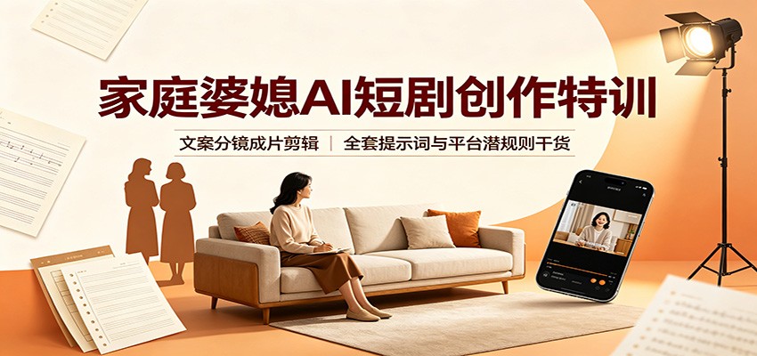 家庭婆媳AI短剧创作特训：文案分镜成片剪辑，全套提示词与平台潜规则干货-weichuangqy