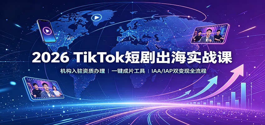2026 TikTok短剧出海实战课：机构入驻资质办理，一键成片工具，IAA/IAP双变现全流程-weichuangqy