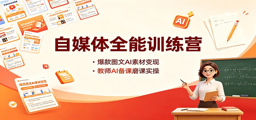 自媒体全能训练营：爆款图文AI素材变现，教师AI备课磨课实操-weichuangqy
