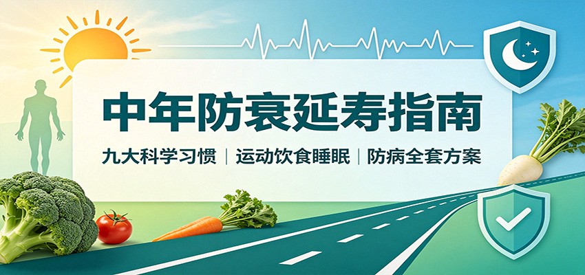 中年防衰延寿指南：九大科学习惯，运动饮食睡眠防病全套方案-weichuangqy
