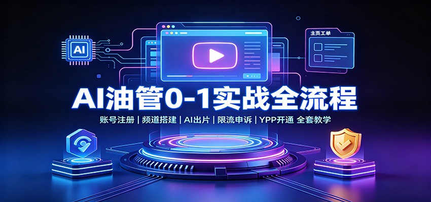 AI油管0-1实战：账号注册频道搭建，AI出片，限流申诉，YPP开通全套教学-weichuangqy