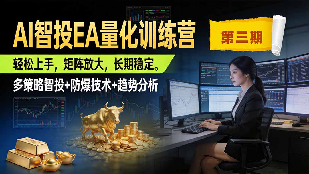 AI智投EA量化训练营第三期，多策略智投+防爆技术+趋势分析 ，小白轻松上手，矩阵放大，长期稳定，日入500U。-weichuangqy