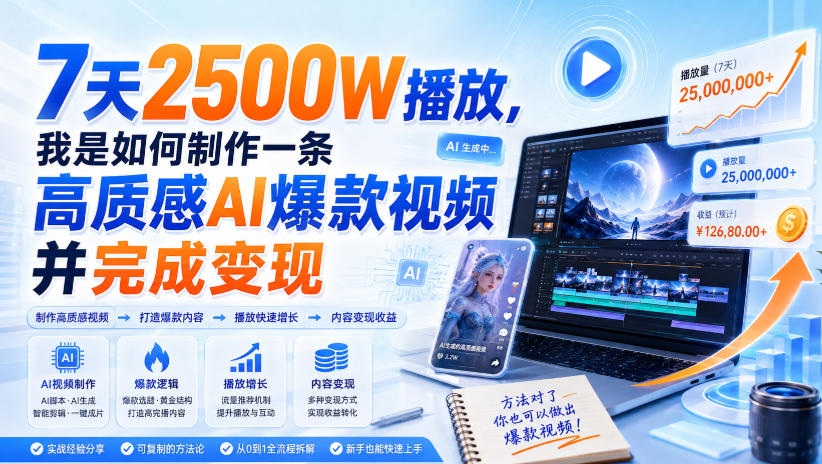 7天2500W播放，我是如何制作一条高质感AI爆款视频并完成变现-weichuangqy