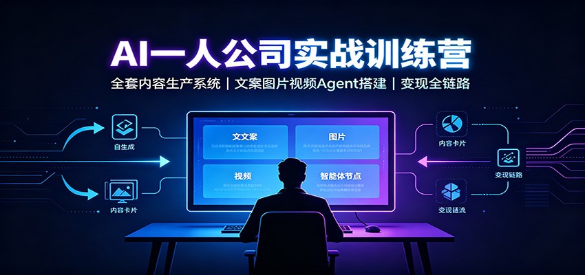 AI创作一人公司实战训练营：全套内容生产系统，文案图片视频Agent搭建变现全链路-weichuangqy