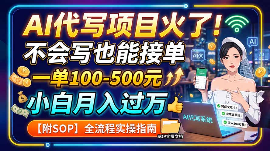 AI代写项目火了！不会写也能接单，一单100-500元，小白月入过万【附SOP】-weichuangqy