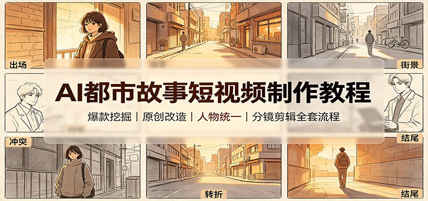 AI都市故事短视频制作教程：爆款挖掘原创改造，人物统一分镜剪辑全套流程-weichuangqy