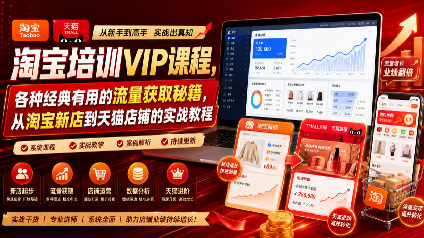 淘宝培训VIP课程，各种经典有用的流量获取秘籍，从淘宝新店到天猫店铺的实战教程(更新08月20日)-weichuangqy