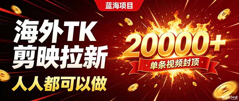 海外TK拉新新玩法，剪映就能做，不用经验不用粉丝，单条视频收益上限20000+-weichuangqy