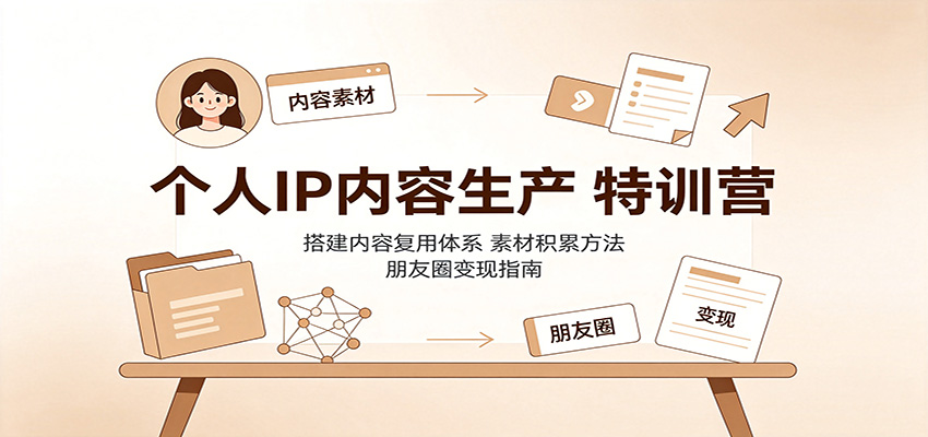 个人IP内容生产特训营：搭建内容复用体系，素材积累方法，朋友圈变现指南-weichuangqy