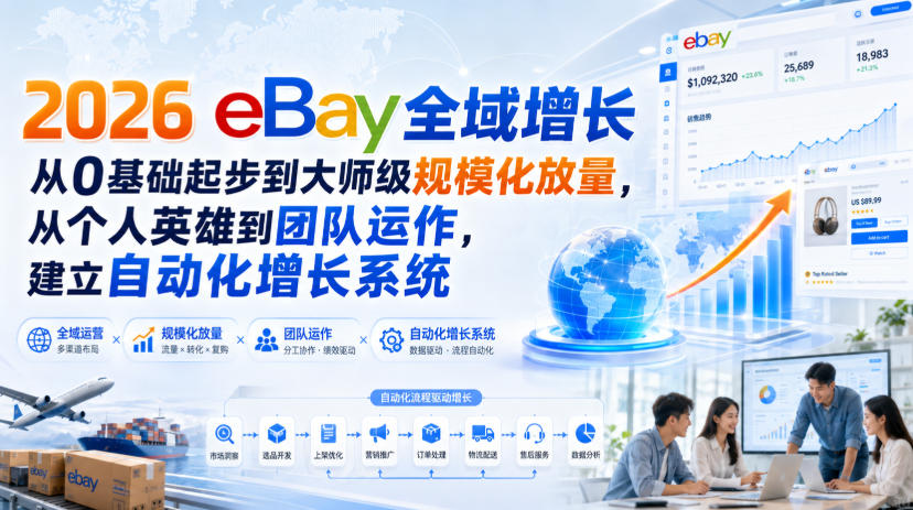 2026 eBay全域增长，从0基础起步到大师级规模化放量，从个人英雄到团队运作，建立自动化增长系统-weichuangqy