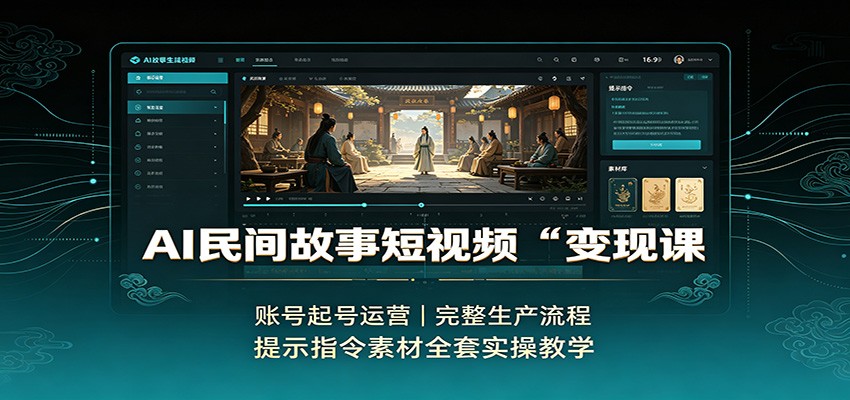 AI民间故事短视频变现课：账号起号运营，完整生产流程，提示指令素材全套实操教学-weichuangqy