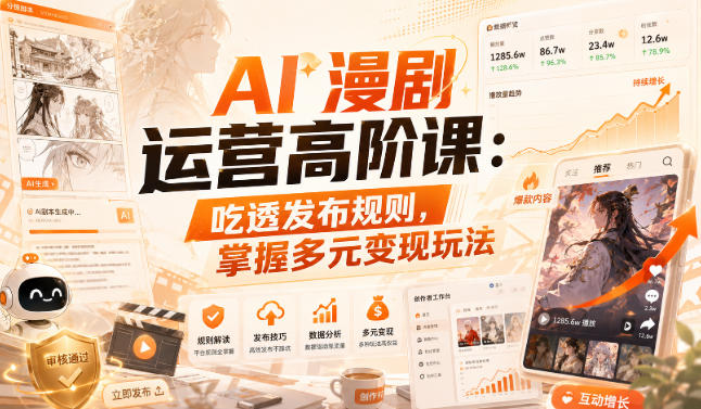 AI漫剧运营高阶课：吃透发布规则，掌握多元变现玩法-weichuangqy