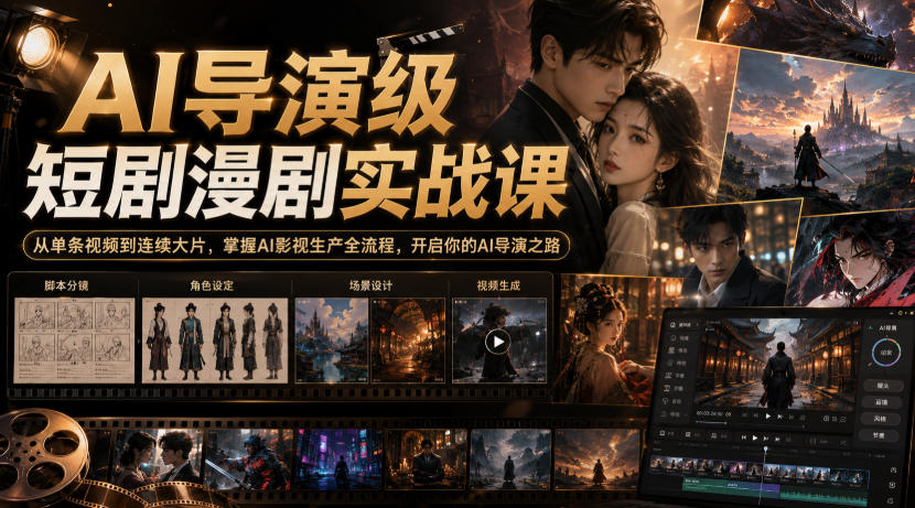 AI导演级短剧漫剧实战课，从单条视频到连续大片，掌握AI影视生产全流程，开启你的AI导演之路!-weichuangqy
