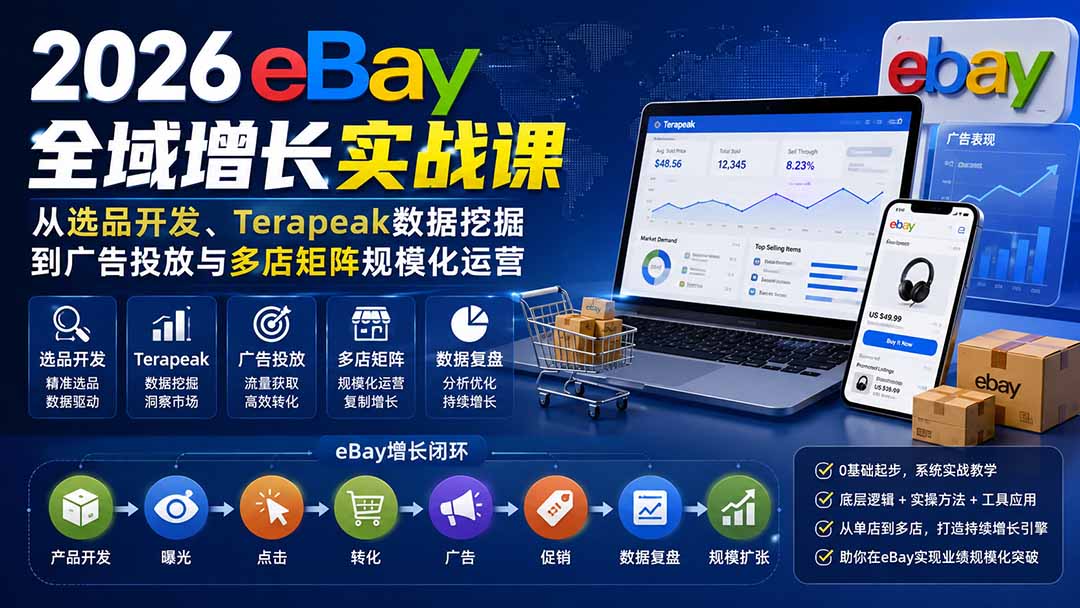 2026-Vincent eBay全域增长实战课-无水印：从选品开发、Terapeak数据挖掘到广告投放与多店矩阵规模化运营-weichuangqy