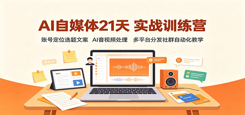 AI自媒体21天实战训练营：账号定位选题文案，AI音视频处理，多平台分发社群自动化教学-weichuangqy