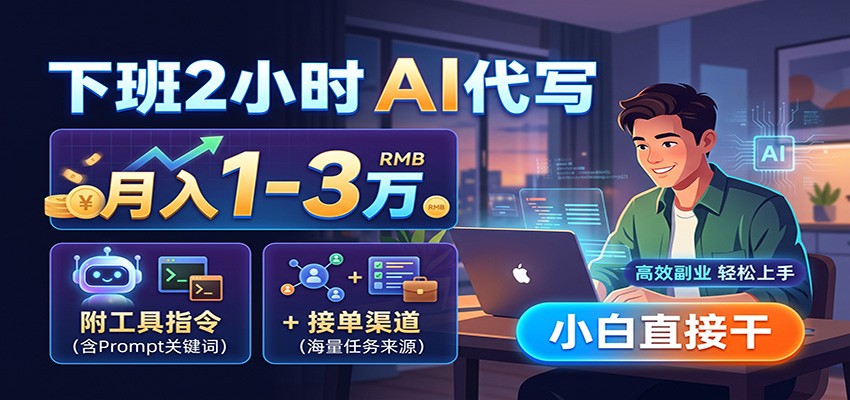 下班2小时AI代写，月入1-3万，附工具指令+接单渠道，小白直接干-weichuangqy