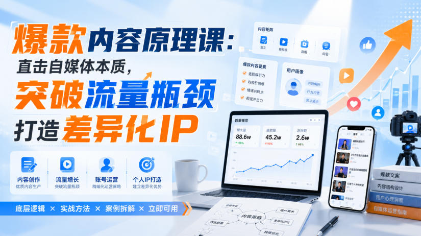 爆款内容原理课：直击自媒体本质，突破流量瓶颈打造差异化IP-weichuangqy