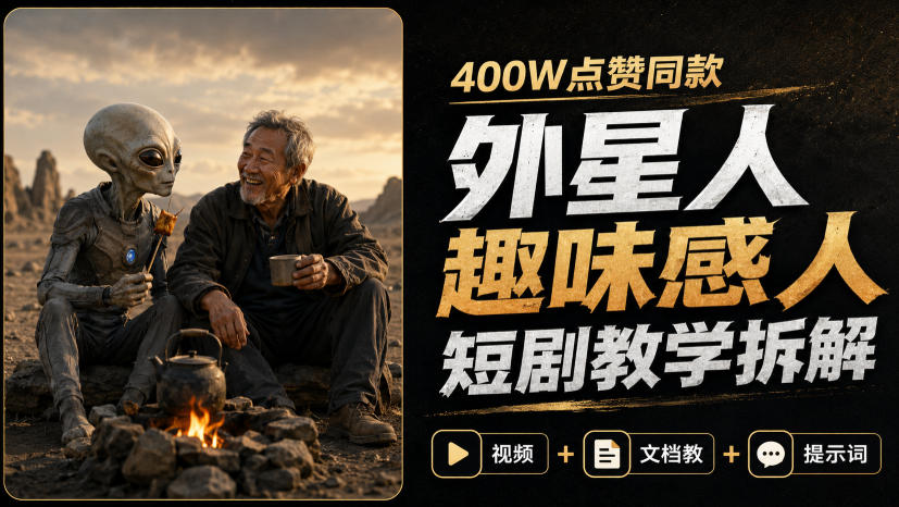 400W点赞同款外星人趣味感人短剧教学拆解，视频+文档教+提示词-weichuangqy