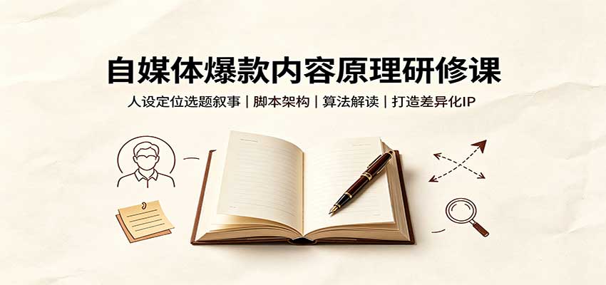自媒体爆款内容原理研修课：人设定位选题叙事，脚本架构，算法解读打造差异化IP-weichuangqy
