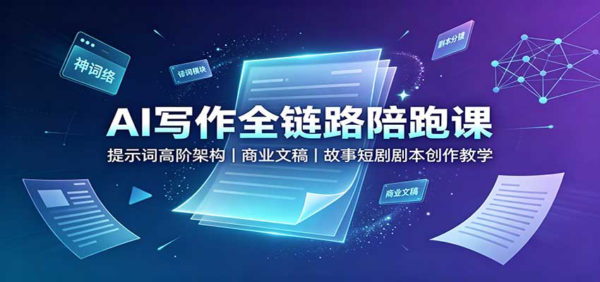 AI写作全链路陪跑课：提示词高阶架构，商业文稿，故事短剧剧本创作教学-weichuangqy