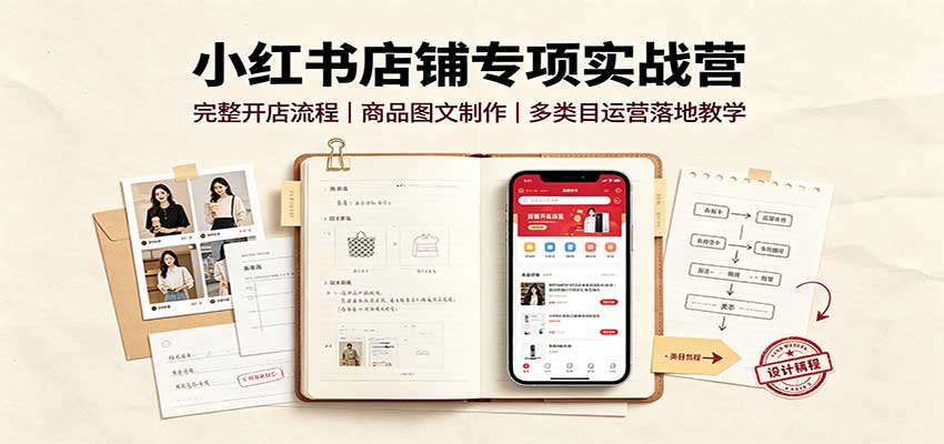 小红书店铺专项实战营：完整开店流程，商品图文制作，多类目运营落地教学-weichuangqy