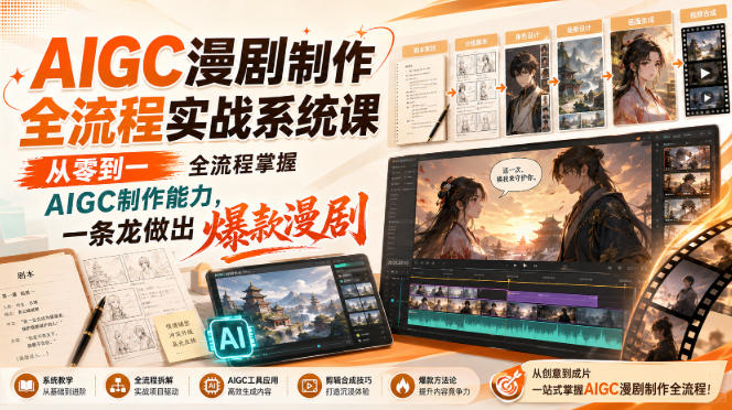 AIGC漫剧制作全流程实战系统课，从零到一全流程掌握AIGC制作能力，一条龙做出爆款漫剧-weichuangqy