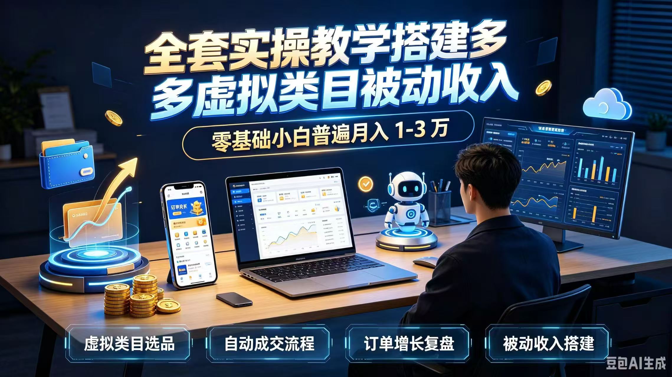 全套实操教学搭建多多虚拟类目被动收入，零基础小白普遍月入 1-3 万-weichuangqy