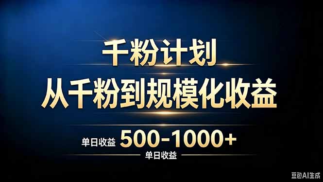 抖音千粉账号计划，从千粉到规模化收益 500-1000+单日收益-weichuangqy
