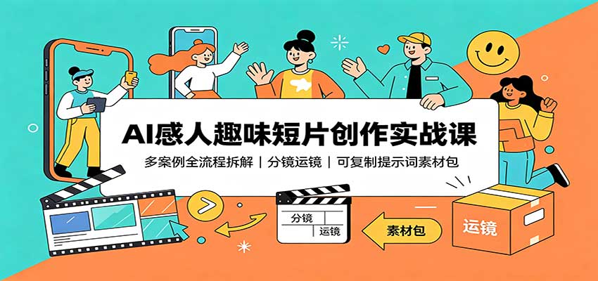 AI感人趣味短片创作实战课：多案例全流程拆解，分镜运镜，可复制提示词素材包-weichuangqy