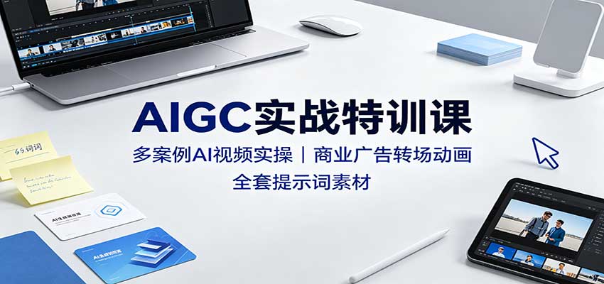 AIGC实战特训课：多案例AI视频实操，商业广告转场动画，全套提示词素材-weichuangqy