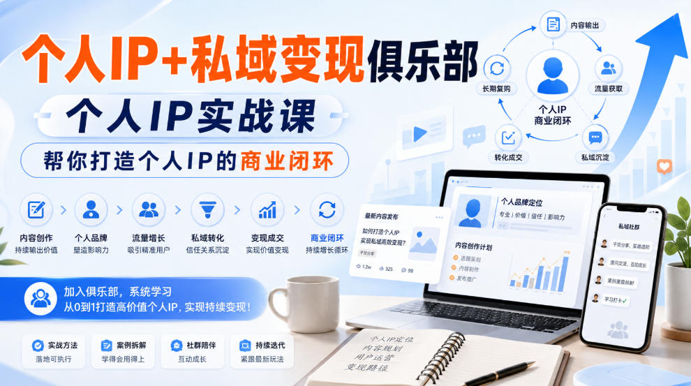 个人IP+私域变现俱乐部，个人IP实战课，帮你打造个人IP的商业闭环-weichuangqy