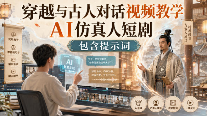 穿越与古人对话视频教学,AI仿真人短剧,包含提示词-weichuangqy