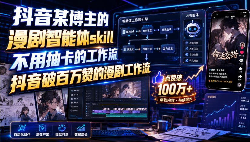 抖音某博主的漫剧智能体skill，不用抽卡的工作流，抖音破百万赞的漫剧工作流(更新)-weichuangqy