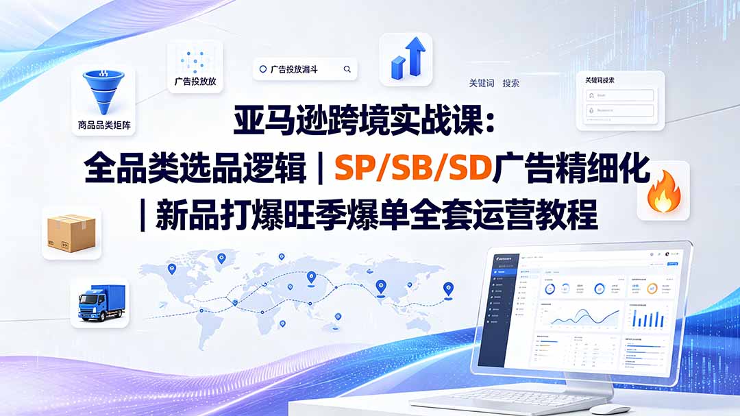 亚马逊跨境实战课-更新8月：全品类选品逻辑｜SP/SB/SD广告精细化｜新品打爆旺季爆单全套运营教程-weichuangqy