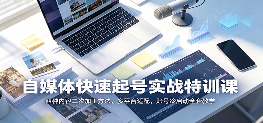自媒体快速起号实战特训课：四种内容二次加工方法，多平台适配，账号冷启动全套教学-weichuangqy