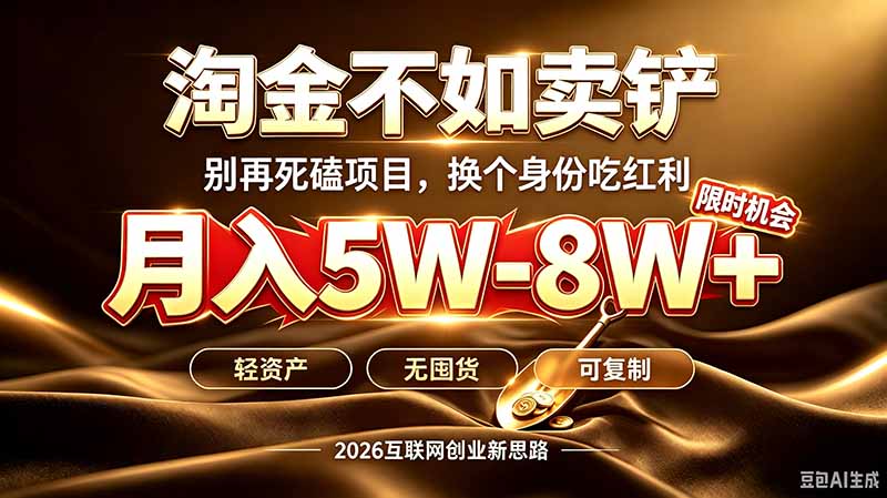 别再傻乎乎埋头跑项目！互联网真正赚钱逻辑：做卖铲人，拒绝当韭菜，逆风翻盘月入5-8W+-weichuangqy