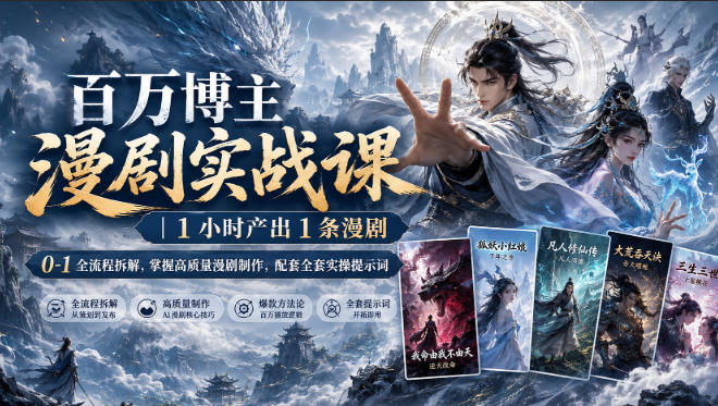 百万博主漫剧实战课｜1小时产出1条漫剧，0‑1全流程拆解，掌握高质量漫剧制作，配套全套实操提示词-weichuangqy