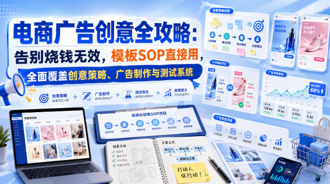 电商广告创意全攻略：告别烧钱无效，模板SOP直接用，全面覆盖创意策略、广告制作与测试系统【原创双语字幕】-weichuangqy
