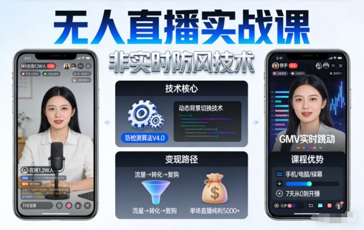 宝子哥无人直播实战课，非实时防风技术，聚焦抖音快手等平台直播带货，轻松开启直播变现之路(更新2026年08月31日)-weichuangqy