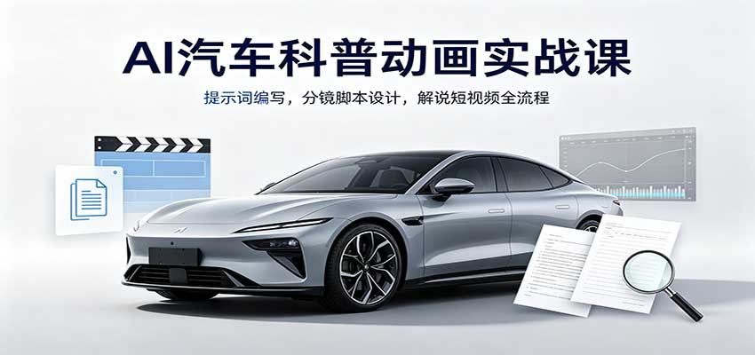 AI汽车科普动画实战课：提示词编写，分镜脚本设计，解说短视频全流程-weichuangqy