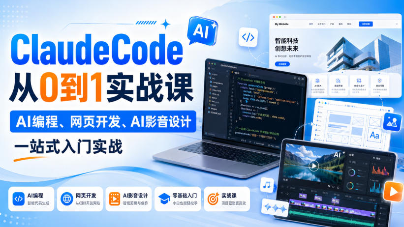 Claude Code从0到1实战课，AI编程、网页开发、AI影音设计一站式入门实战(更新)-weichuangqy