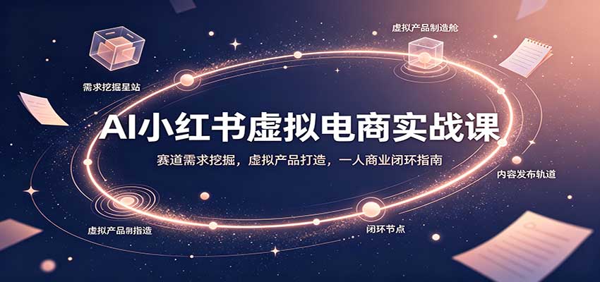 AI小红书虚拟电商实战课：赛道需求挖掘，虚拟产品打造，一人商业闭环指南-weichuangqy
