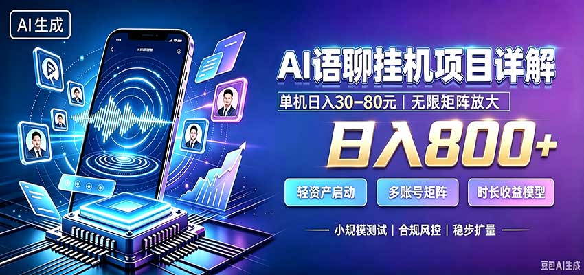 AI语聊挂机，日入800+，适用个人副业，工作室矩阵操作-weichuangqy